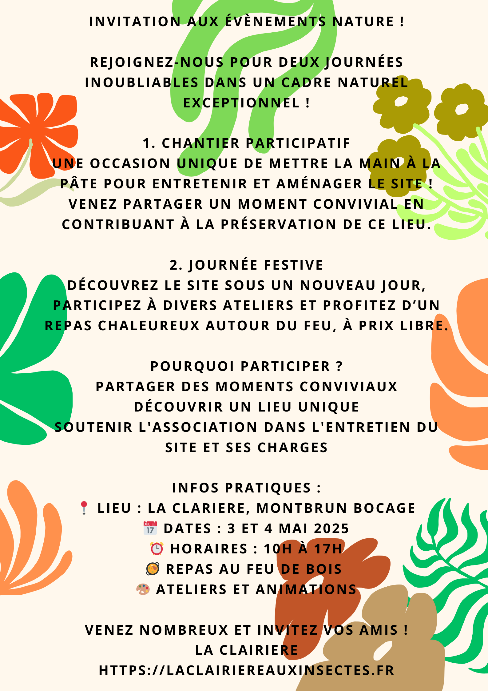 Vert Orange Bleu Événement Fête Printemps Affiche Floral